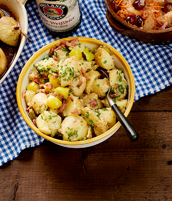 Aardappelsaladde met spek en bieslook 